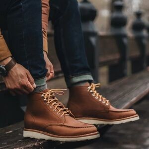 Thursday Boot Company Tan Leather Diplomat Moc Toe Boots